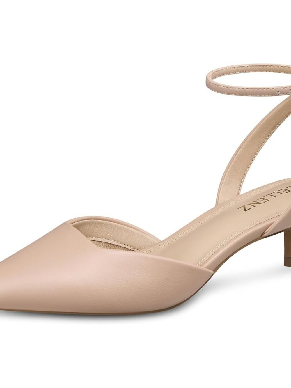 Women's Nude Low Heel Pumps 1.97 Inch Comfortable Kitten Toe Heel Shoes - Picture 3 of 5
